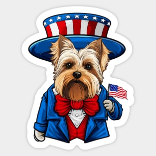 Funny 4th of July Biewer Terrier Dog Sticker
